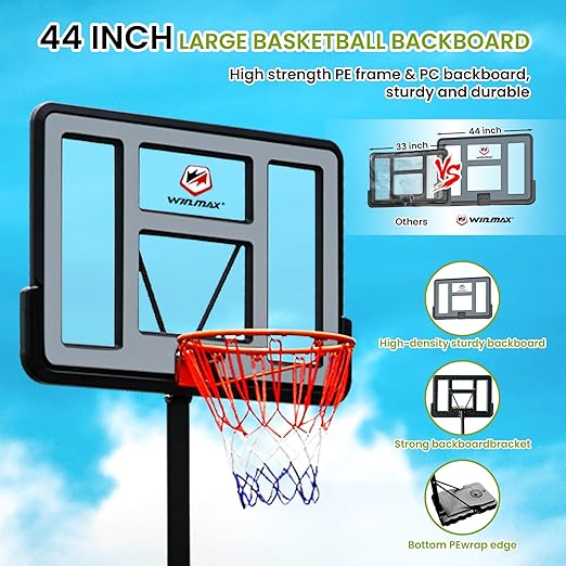 Winmax - Adult 44-inch Classic Adjustable Basketball Hoop