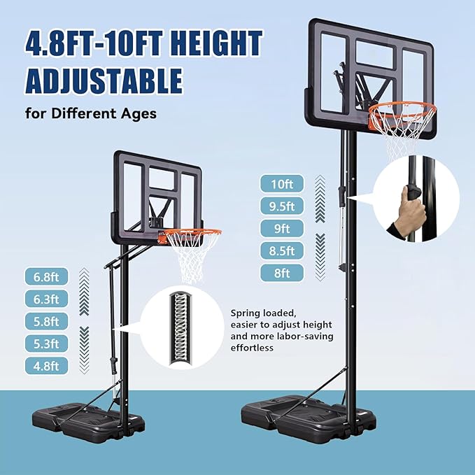 Winmax - Adult 44-inch Pull Rod Adjustable Basketball Hoop